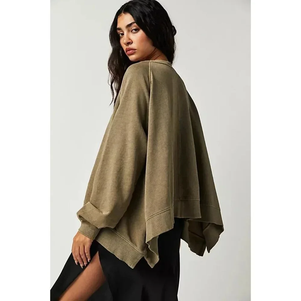 Free People Rework It & Reverse It Sweatshirt Top Oversized Cotton M NWT 283685